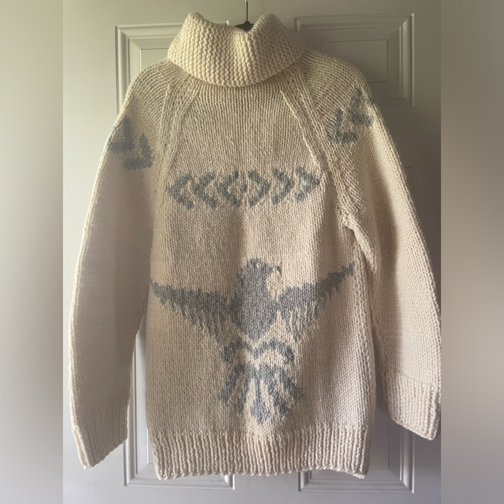 Cowichan Wool Long Zip Cardigan/Sweater Hand Knit